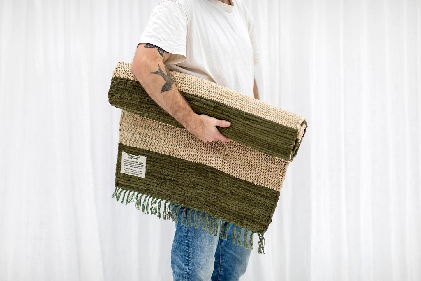 Chindi Rug, Army & Beige