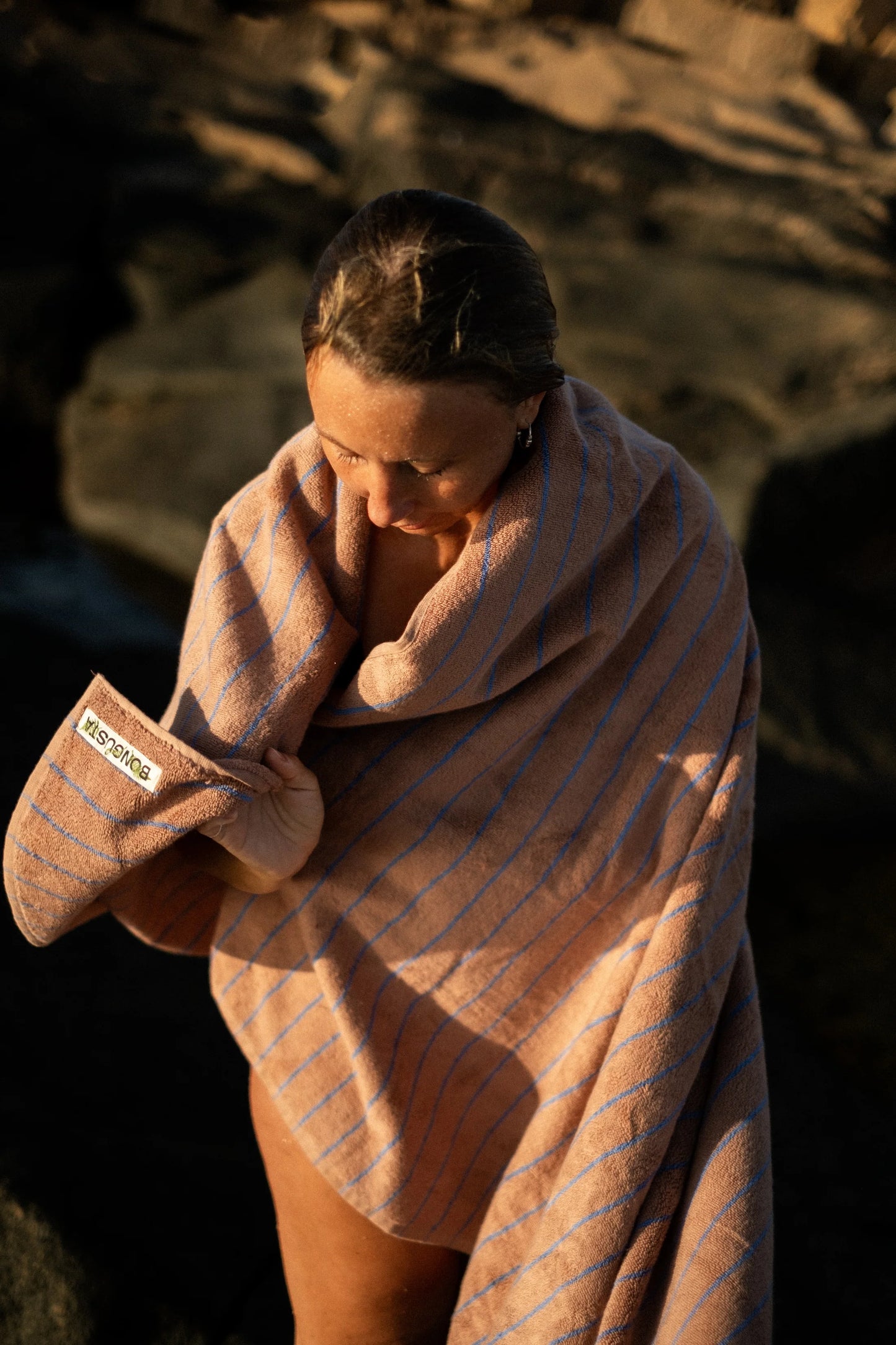 Naram Towel (Camel & Ultramarine blue)