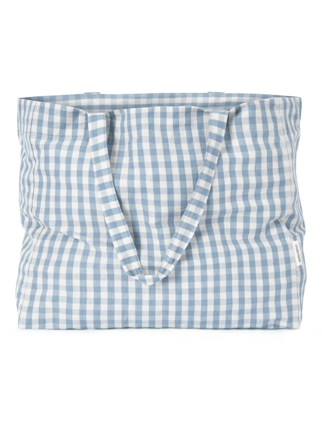 HANNA TOTE BAG - GINGHAM BLUE