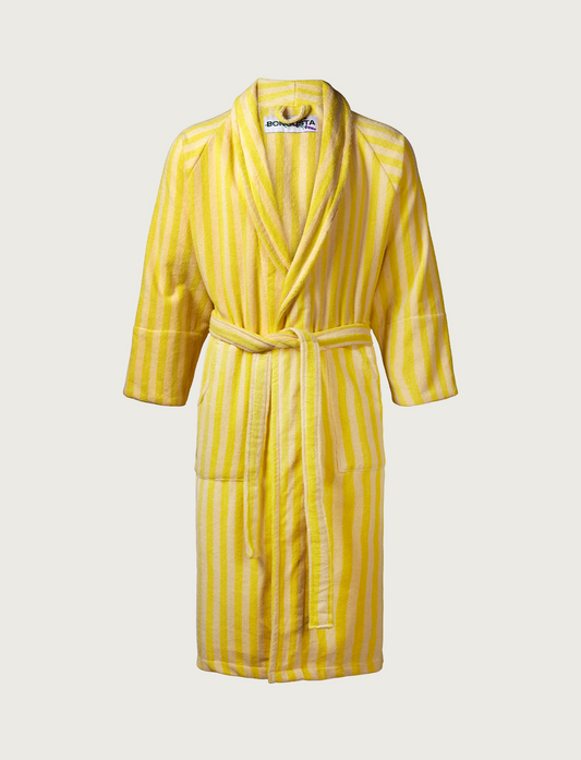 Naram Bathrobe - Pristine & Neon yellow
