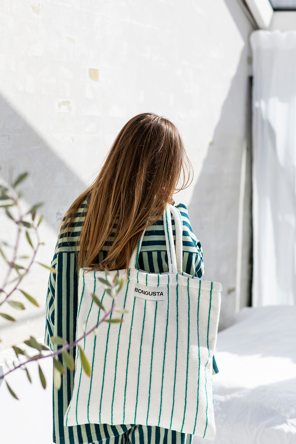 Naram Tote bag - Pure white & Grass