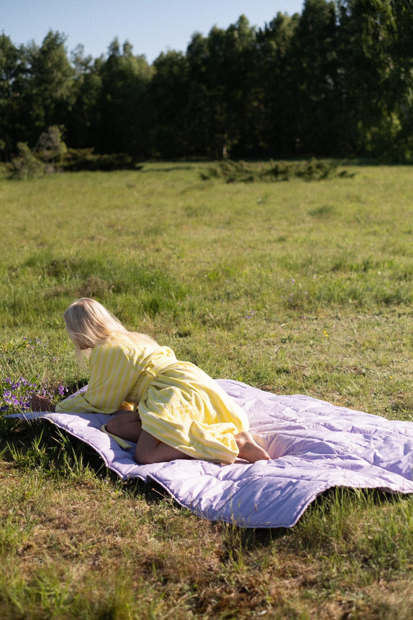 Naram Bathrobe - Pristine & Neon yellow