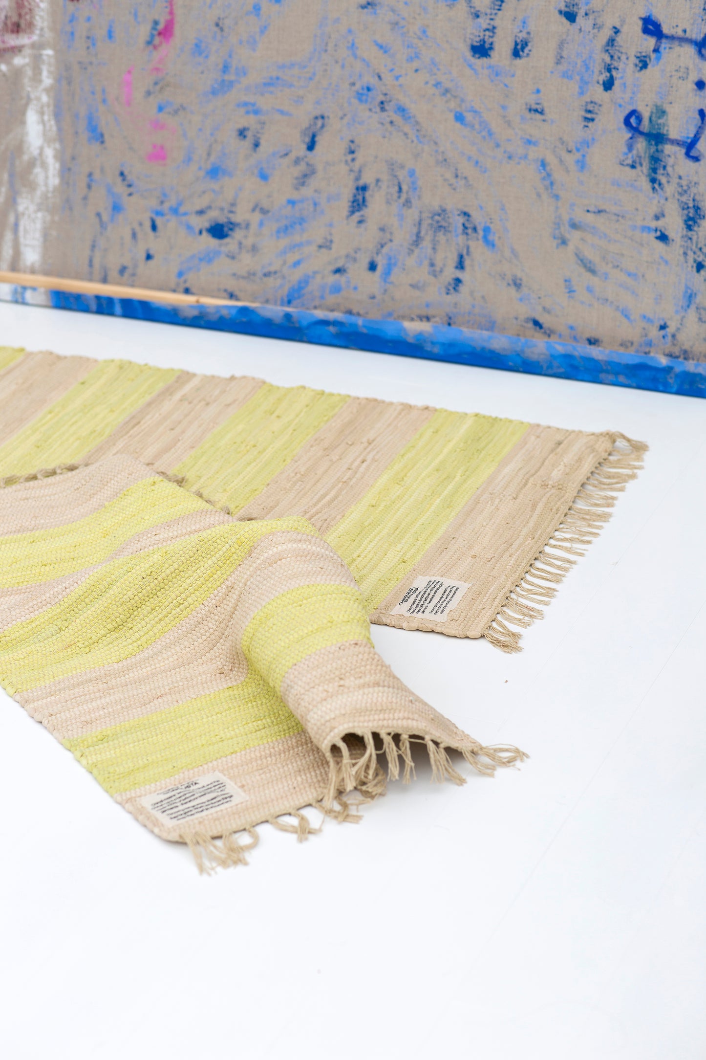 Chindi Rug, Neon Yellow & Creme