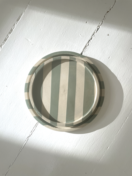 Duci Striped Plate Green 19 cm