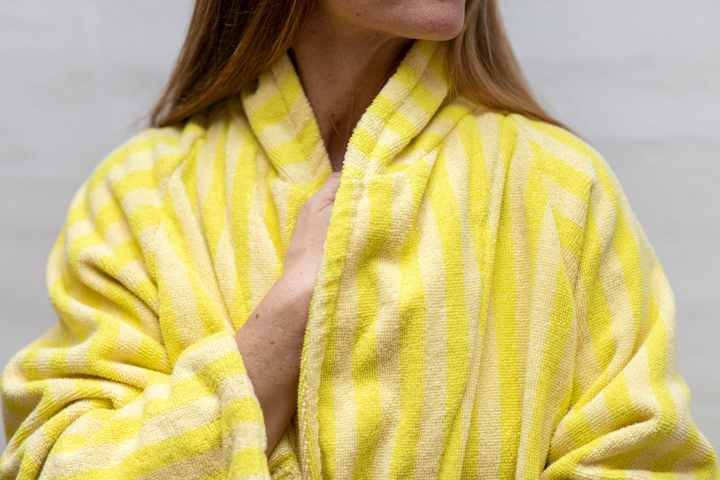 Naram Bathrobe - Pristine & Neon yellow