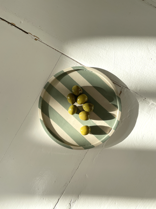Duci Striped Plate Green 19 cm