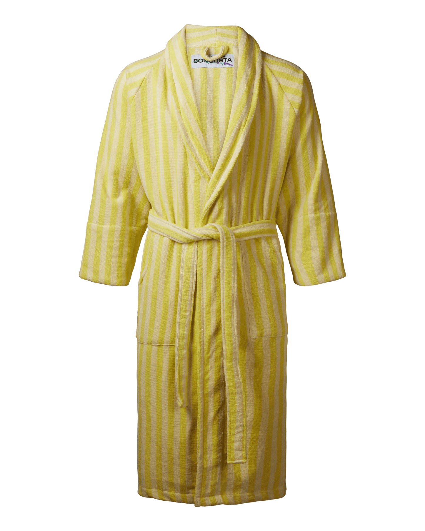 Naram Bathrobe - Pristine & Neon yellow