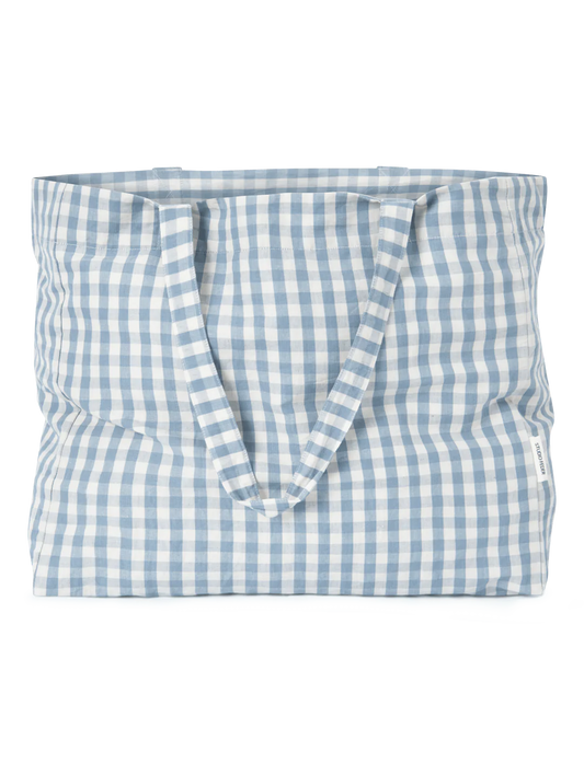 HANNA TOTE BAG - GINGHAM BLUE